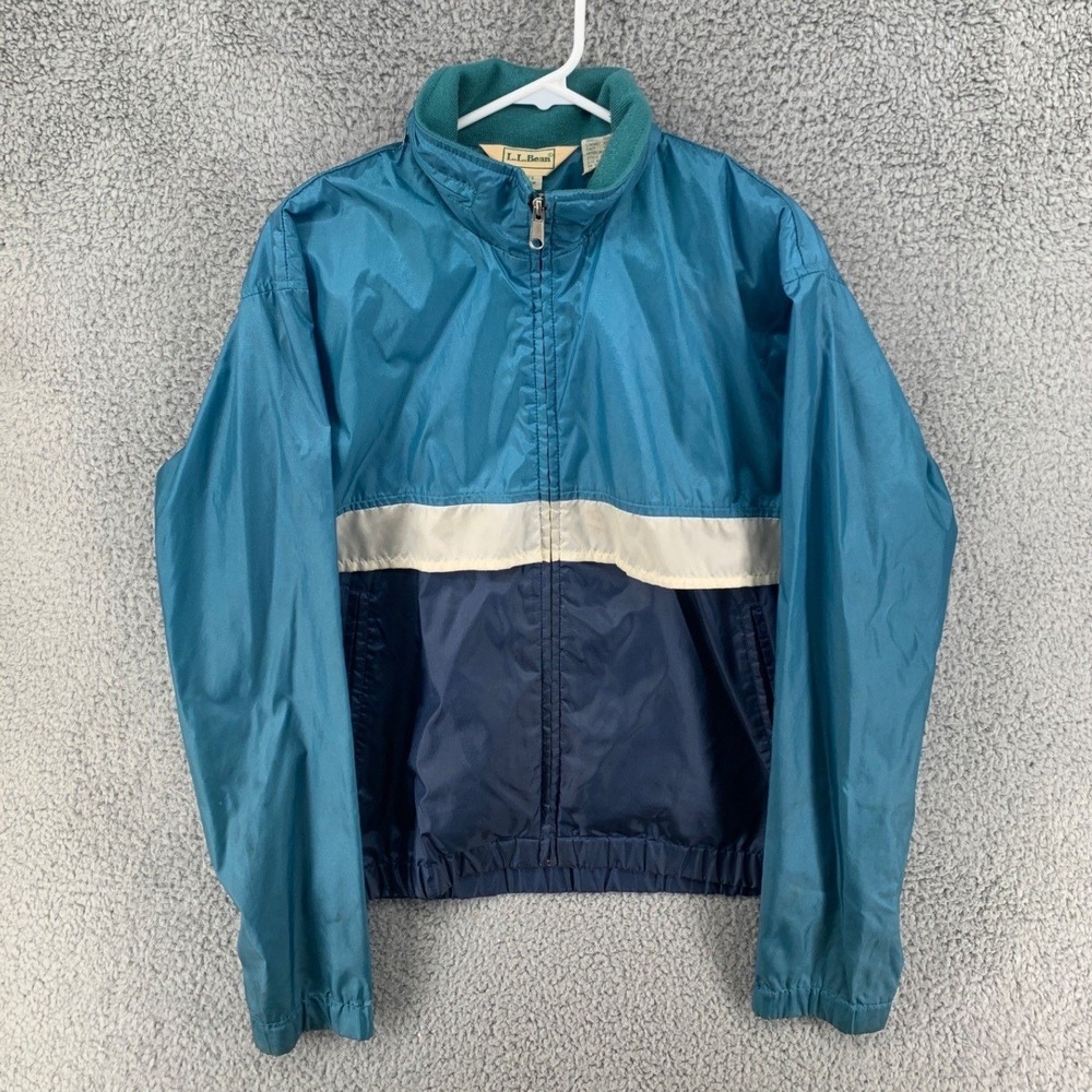 L.L. Bean Vintage Colorblock Windbreaker Teal Navy Blue Full Zip Mens Medium‎